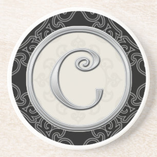 Flott initial silverMonogram Underlägg Sandsten