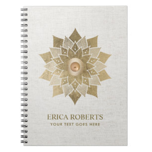 Flott linne för guld- Yoga för Anteckningsbok Med Spiral