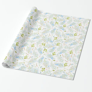 Flott ljust - blåttblommönster presentpapper