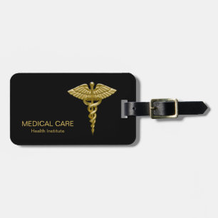 Flott medicinsk guld- Caduceus på svart Bagagebricka