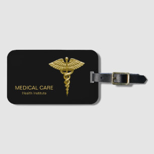 Flott medicinsk guld- Caduceus på svart Bagagebricka