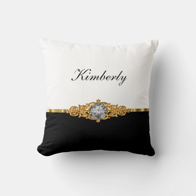 Flott MonogramBling damast Kudde (Framsida)