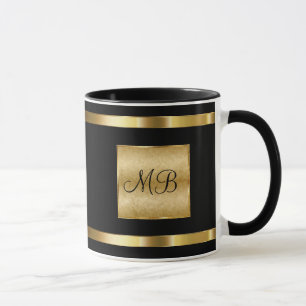 Flott Monogramguld och svart färg Mugg