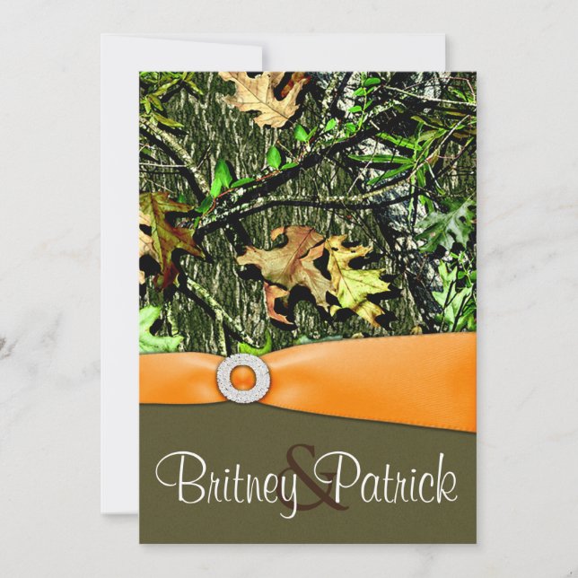 Flott orange jaga Camo bröllopinbjudningar Inbjudningar (Framsida)