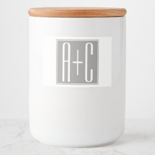 Flott parInitails   vit & grå färg Mat Etiketter