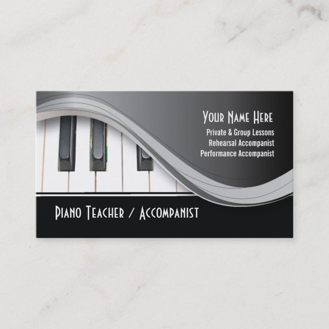 Flott pianolärarevisitkort visitkort (Framsida)