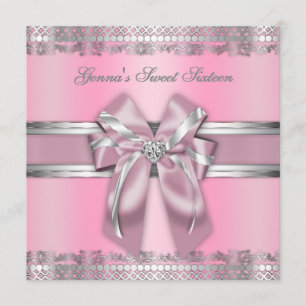 Flott rosa- och silverinbjudan inbjudningar