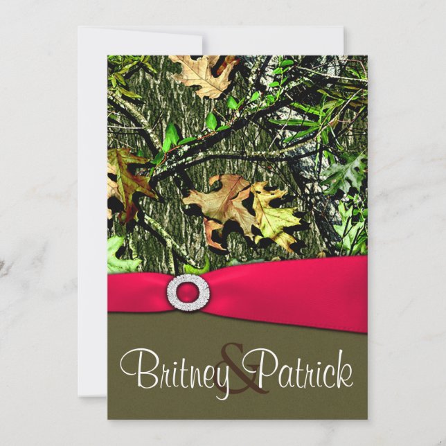 Flott shock rosa som jagar Camo Inbjudningar (Framsida)