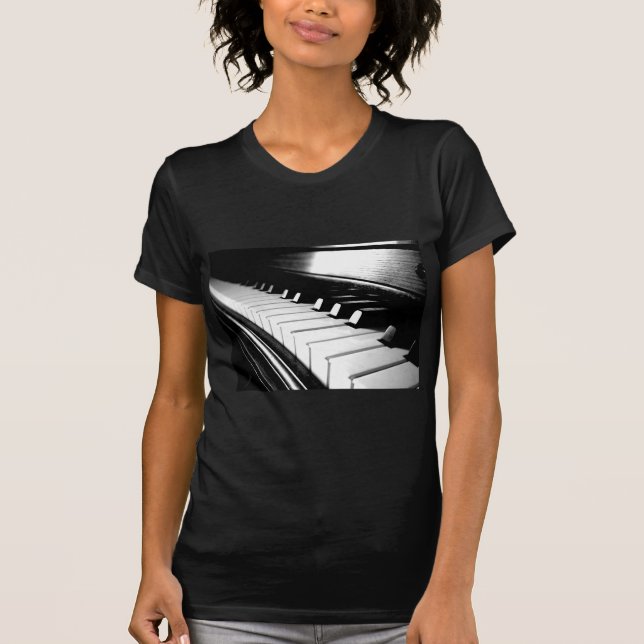 Flott svart- & vitpianofotografi t shirt (Framsida)