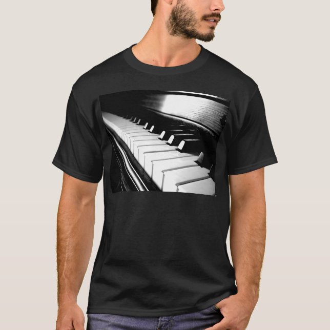 Flott svart- & vitpianofotografi t-shirt (Framsida)