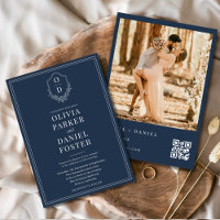Flottad blå Vapensköld QR-kodfoto Elegant bröllop