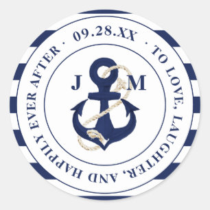 Flottan Monogram som tur är efter Bröllop Runt Klistermärke