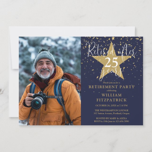 Flottan och Guld Stars Photo Pension Party Inbjudningar (Framsida)