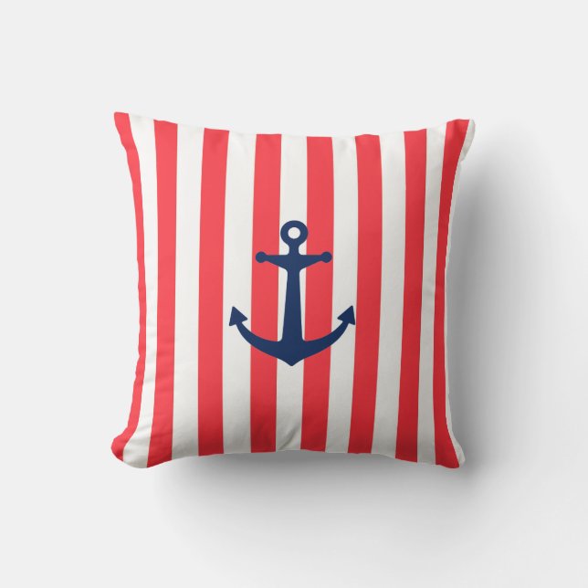 Flottankor på Röda stripe Kudde (Framsida)