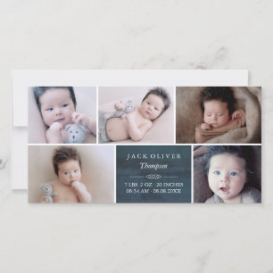 Flottans blå och vita fotokollage Baby Meddelande