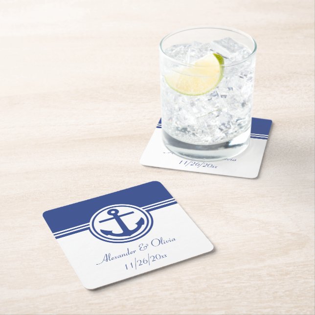 Flottblå navigationsankare underlägg papper kvadrat (Insitu)