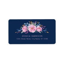 Flottblå  Rosa Färg Blommigt Vattenfärg