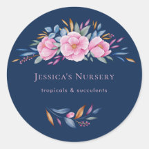 Flottblå  Rosa Färg Blommigt Vattenfärg