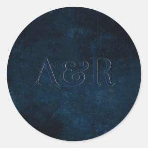 Flottblå Sticker monogram.. Runt Klistermärke
