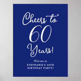 Flottblå turer till 60 års välkomstskylt från föde poster