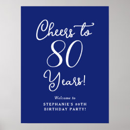 Flottblå turer till 80 års välkomstskylt poster