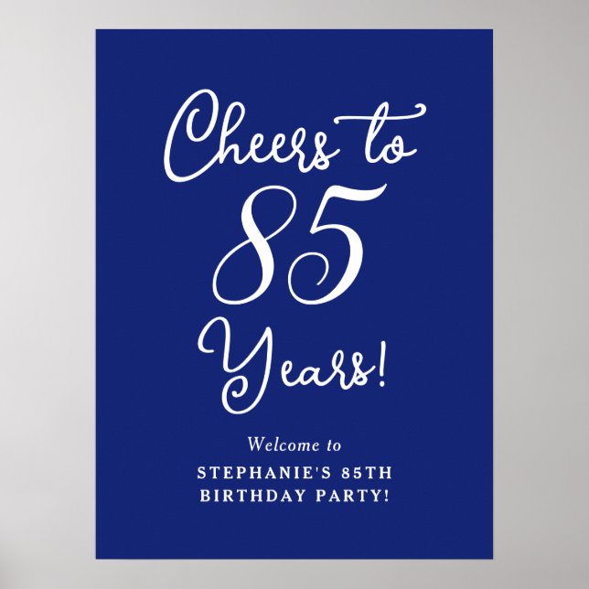 Flottblå turer till 85 års välkomstskylt poster (Framsidan)