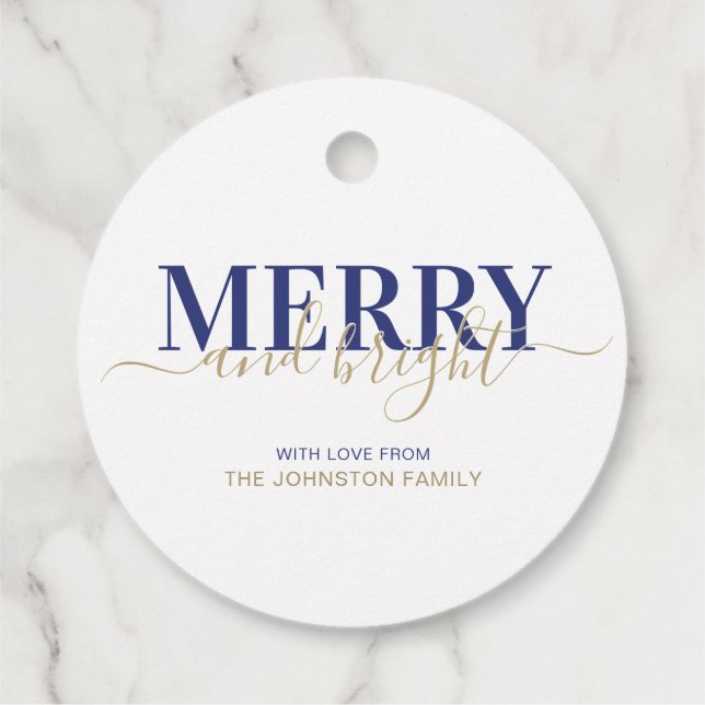 Flottblå typografi - god jul gåvor etiketter (Baksida)