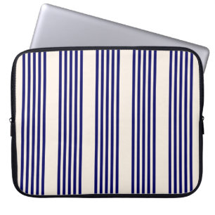 Flottblått och beige fem rand mönster laptop fodral