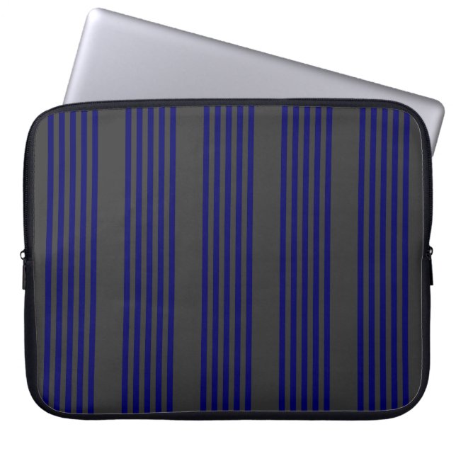 Flottblått och kol fem rand mönster laptop fodral (Framsidan)