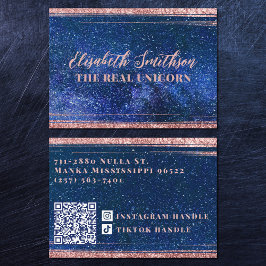 Flottblått och Ro Guld Glitter Feminina kelestial Visitkort