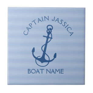 Flottblått sjöfartyg Anchor On Light Blue Kakelplatta
