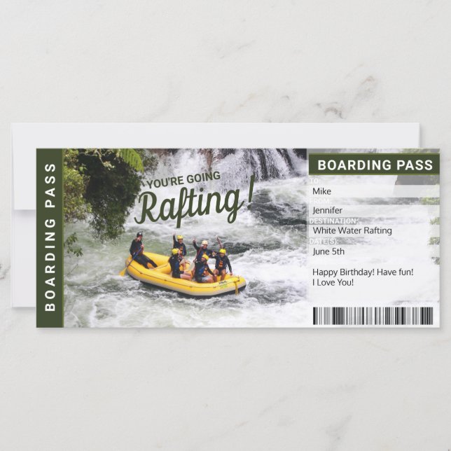 Flottepresentkort för flodutflykt Boarding Pass (Framsida)