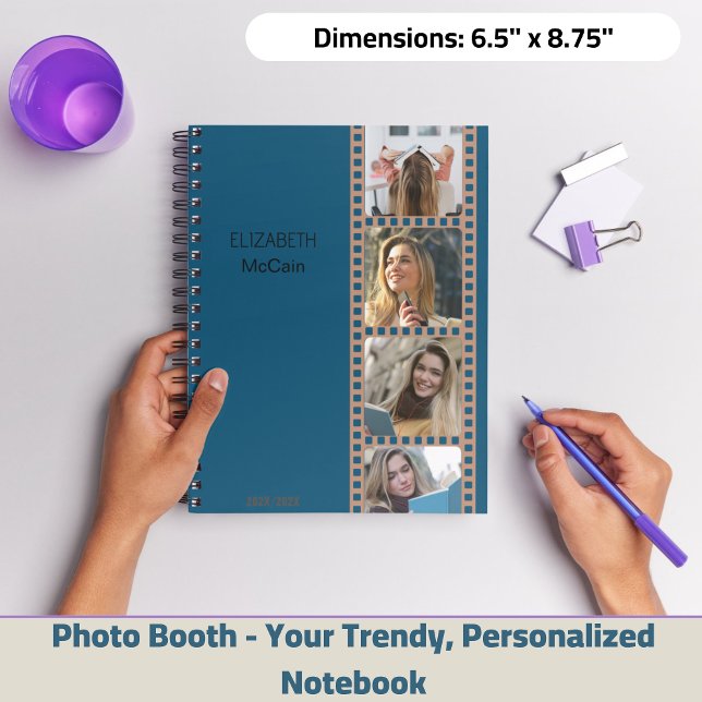 Flottfoto Booth - Trendigets moderna Personlig Anteckningsbok (Brown Photo Booth - Trendy Modern Personalized Science Spiral Notebook!)