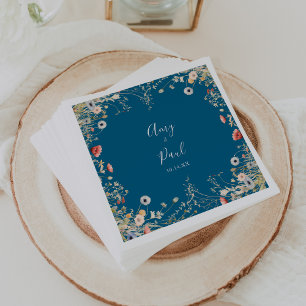 Flottfull, färgfull Boho Wildblomma Bröllop Pappersservett