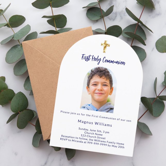 Flottofärgpojke Första Heligan Kommuniunion Inbjudningar (Skapare uppladdad)