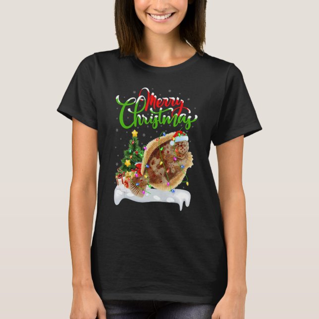 Flounder Fish   Xmas Decoration Santa Flounder Chr T Shirt (Framsida)