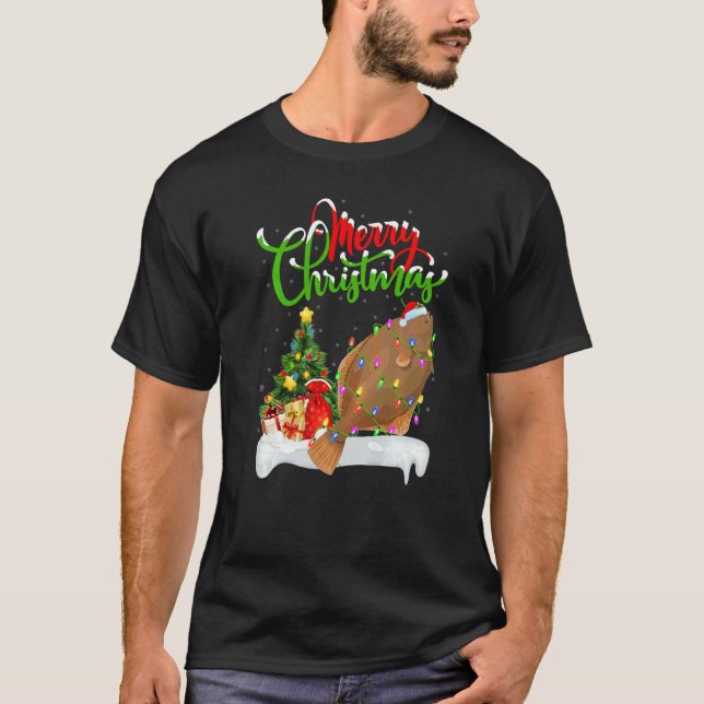 Flounder Fish  Xmas Decoration Santa Flounder Chri T Shirt (Framsida)