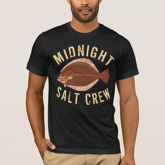 Flounder Gigging Midnight Salt Crew Fishing T Shirt (Framsida)