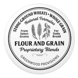 Flour Grain Label Vintage Typography Ceramic Knob Knopp