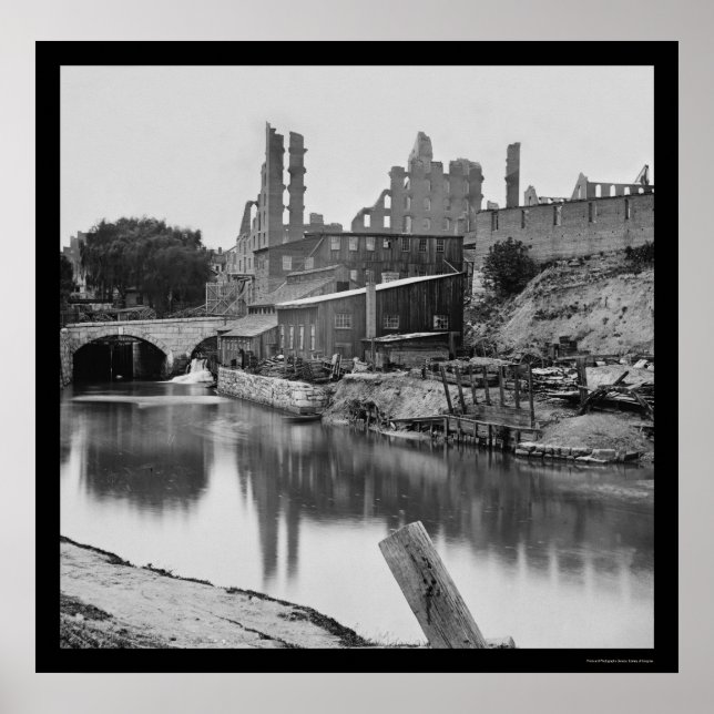 Flour Mill by the James River & Richmond, VA 1865 Poster (Framsidan)