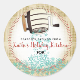 Flour sifter snowflake-semesterbagage personaliser runt klistermärke