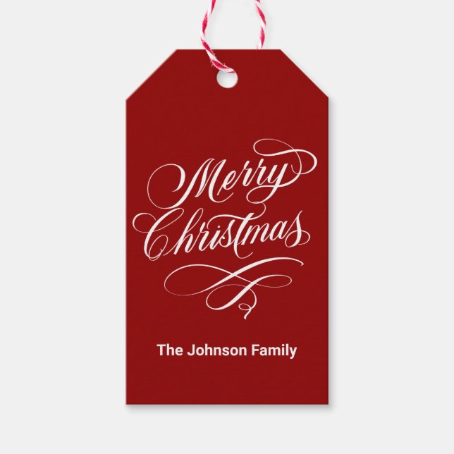 Flourerade kalligrafi-God jul Presentetikett (Framsidan)