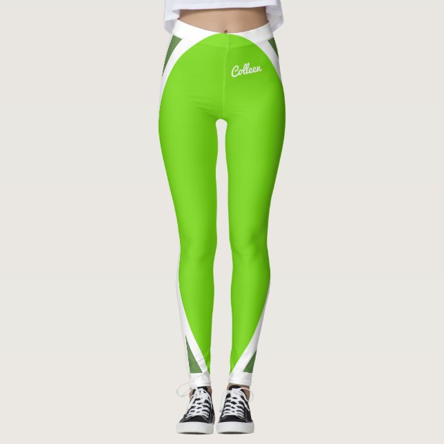 Flourescent Grönt på Grönt Leggings (Framsida)