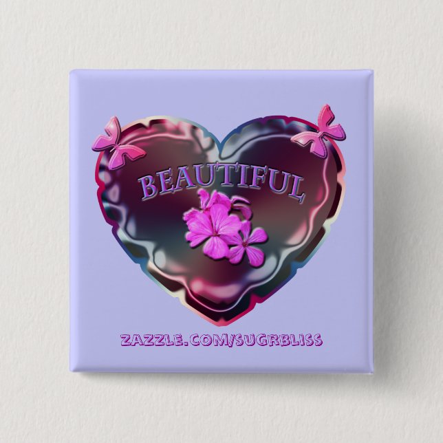 Flourescent hjärta kvadrerar knäppas knapp (Framsida)