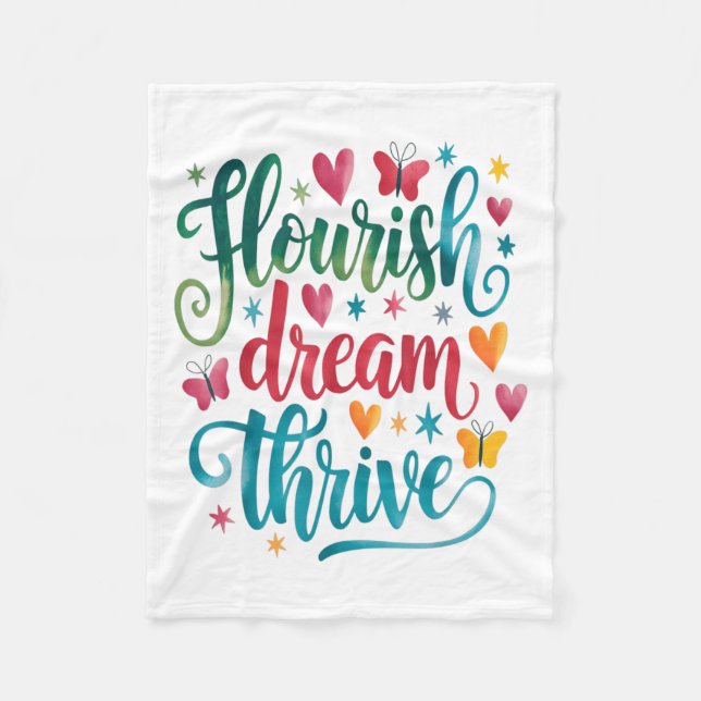 Flourish Dream Thrive Motivational  Fleecefilt (Framsidan)