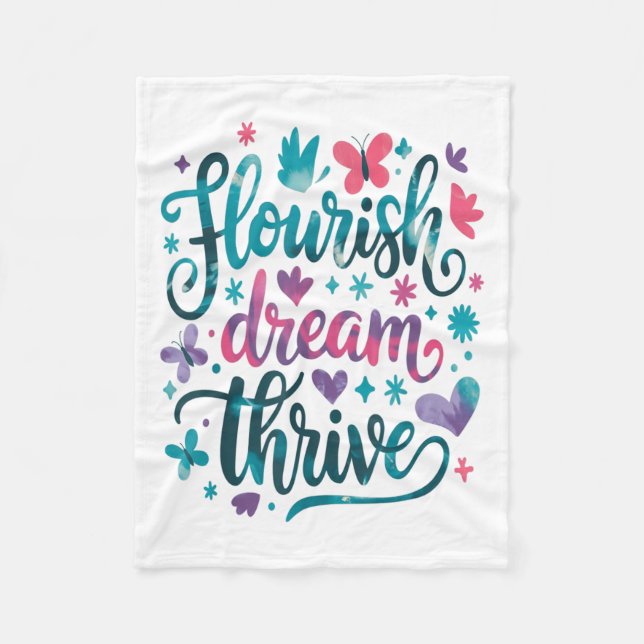 Flourish Dream Thrive Motivational  Fleecefilt (Framsidan)