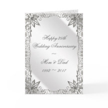 Flourish Silver Bröllopsdagskort 25 år