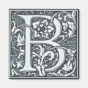 Flourish silver monogram - B Magnet