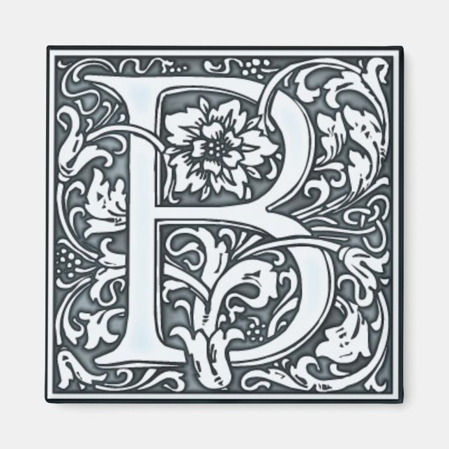 Flourish silver monogram - B Magnet (Framsidan)