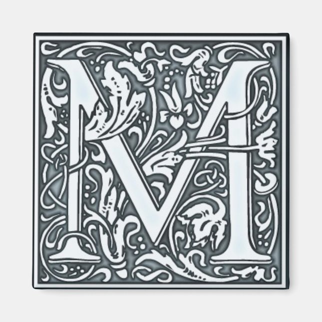 Flourish silver monogram - M Magnet (Framsidan)